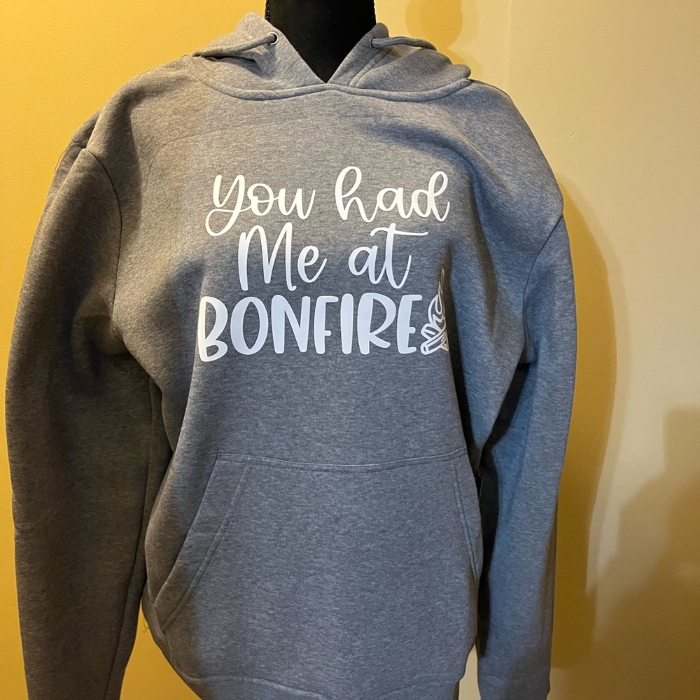 Gray Hoodie with Bonfire Print NWT Female/unisex